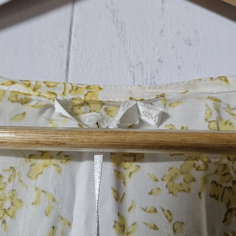 INDAH Dawn sz Small Yellow floral Print Top Button Down Rayon Long Sleeve Shirt - Picture 4 of 10